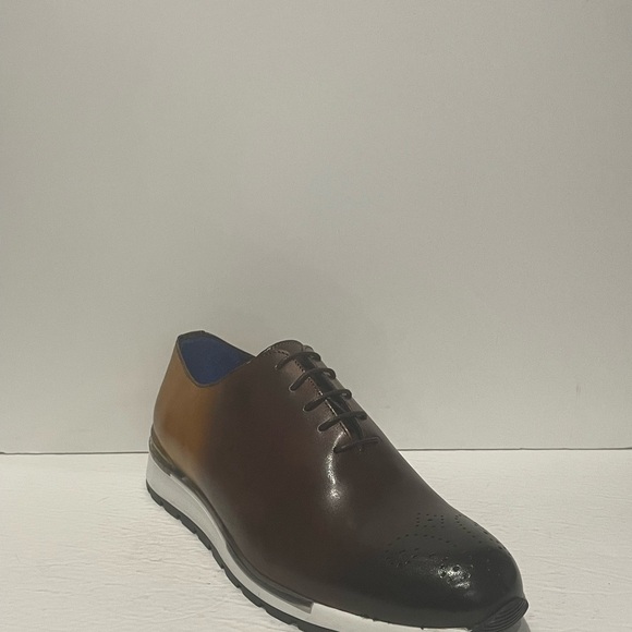 Emilio Franco shoes sneakers casual brown Oxford Italian leather - Picture 2 of 7